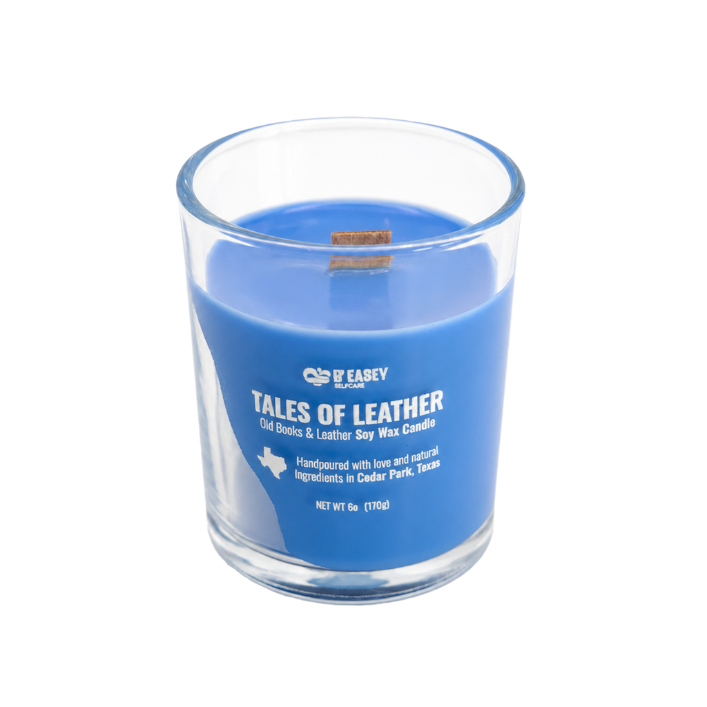 Velas de cera de soja B'Easey Selfcare - Tales of Leather  | Libros antiguos y cuero - 85 g