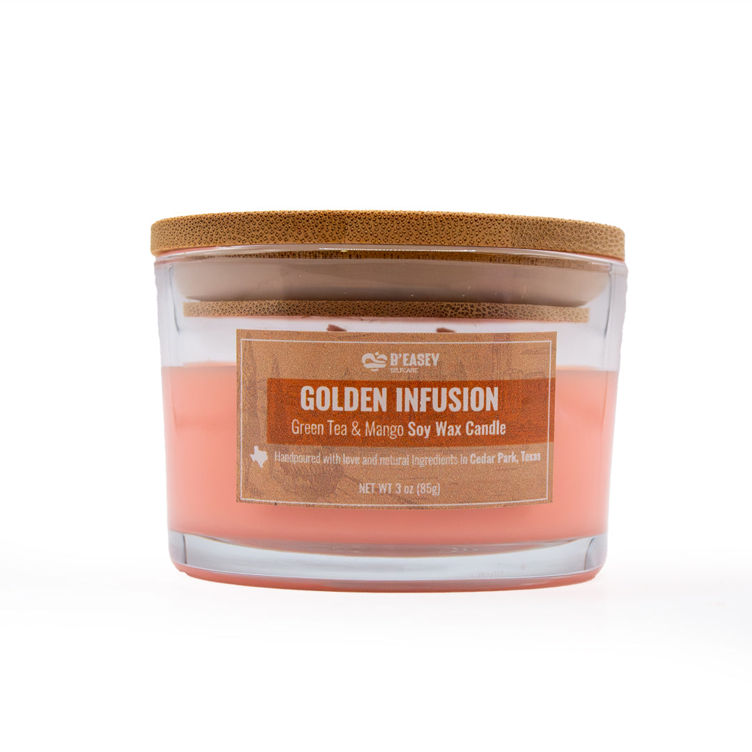 B’Easey Selfcare Soy Wax Candles - Golden Infusion | Green Tea & Mango - 3oz