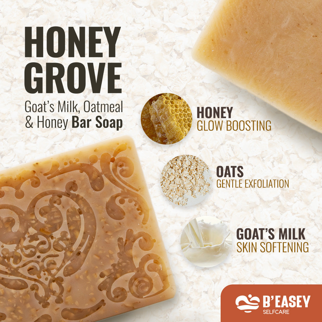 B’Easey Selfcare Honey Grove |  Goat's Milk, Oatmilk & Honey Handmade Bar Soap 4oz