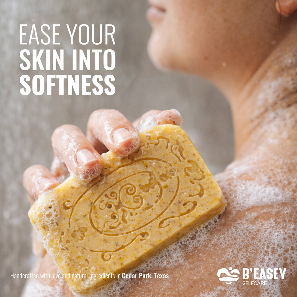 B'Easey Selfcare Evening Bloom | Jabón artesanal en barra de manteca de karité y manzanilla, 113 g