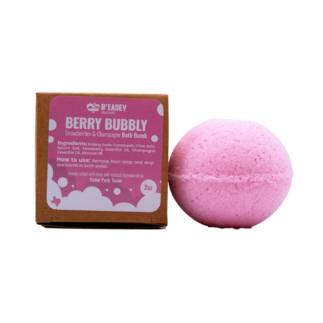 B’ Easey Selfcare Bath Bombs (2oz) - Berry Bubbly Strawberry & Champagne