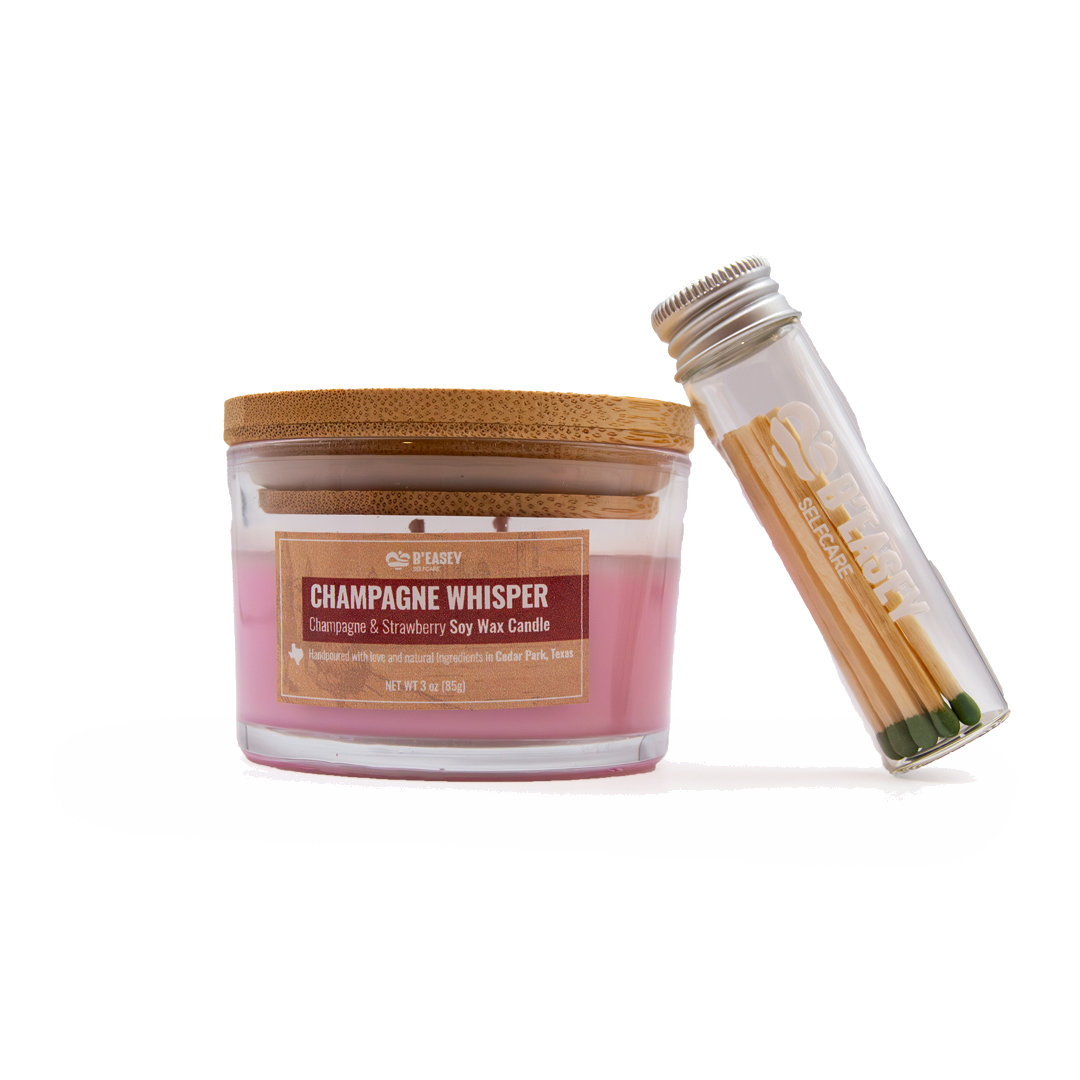 B’Easey Selfcare Soy Wax Candles- Champagne Whisper | Champagne & Strawberry - 3oz