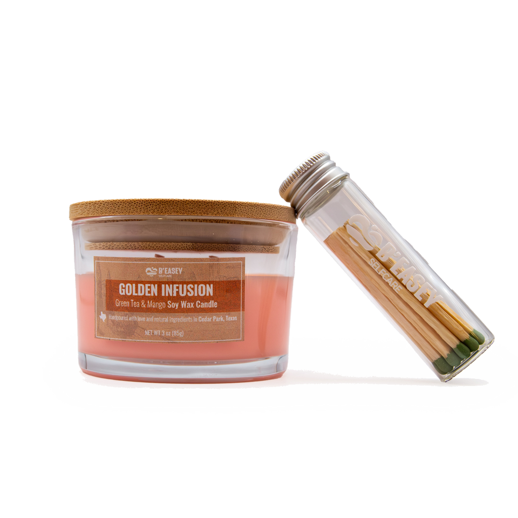 Velas de cera de soja B'Easey Selfcare - Infusión dorada | Té verde y mango - 85 g
