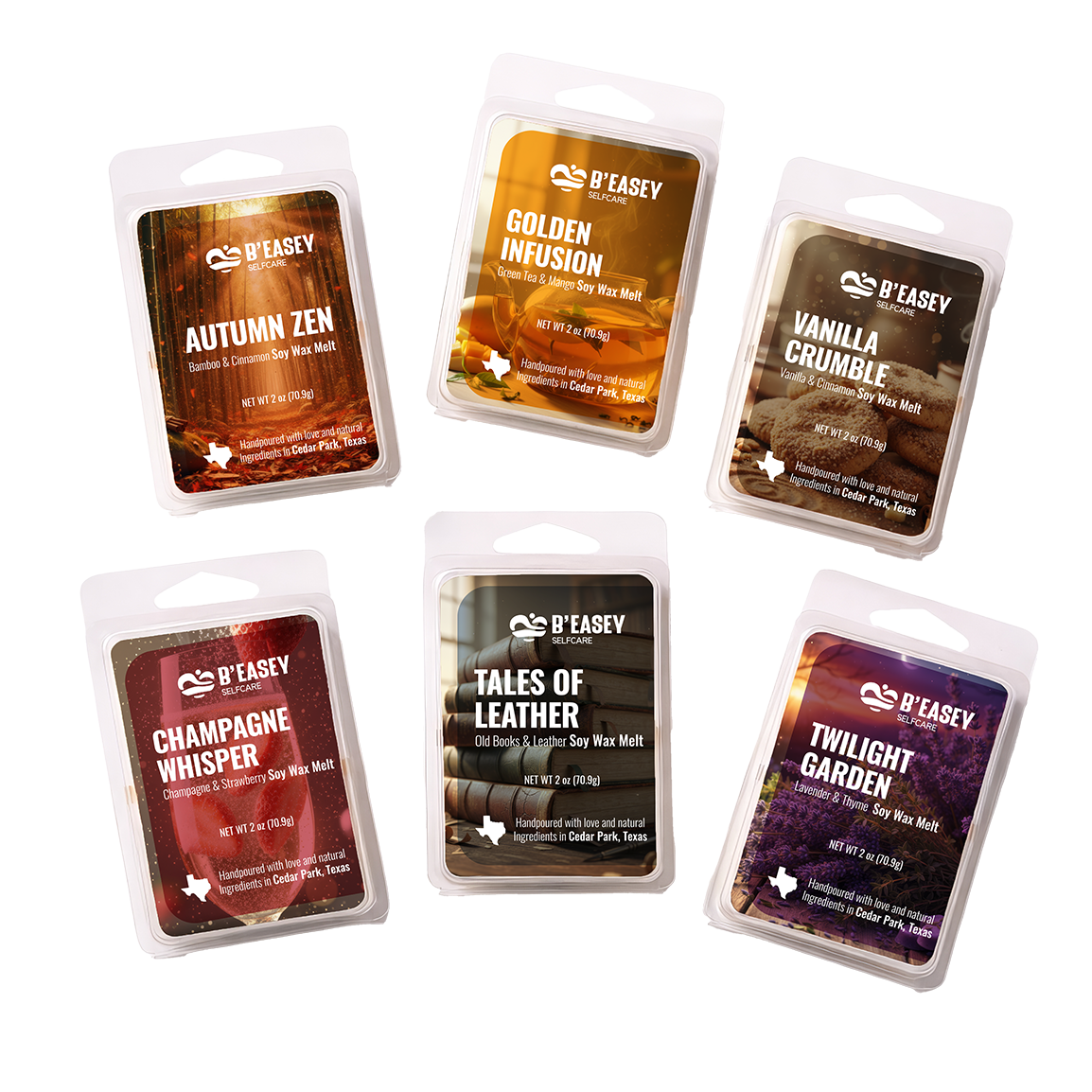 B’Easey Selfcare Soy Wax Melts (2oz) - Vanilla Crumble | Vanilla & CInnamon